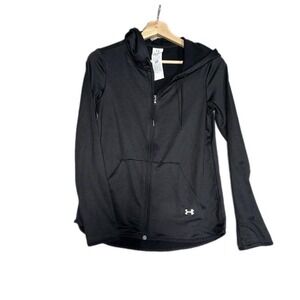 Under Armour Womens Warm Black Cold Gear Hoodie Jacket w/ Pockets Sz L MSRP $88